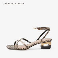 CHARLES＆KEITH2021春季CK1-60280252女士交叉带露趾中跟凉鞋 Multi综合色 39