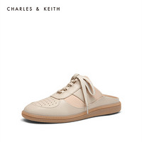 CHARLES＆KEITH2021春季CK1-70380771女士休闲系带平跟运动穆勒鞋小白鞋女 Nude肉色 35