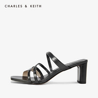 CHARLES＆KEITH凉鞋CK1-60580132透明袢带饰女士方头高跟鞋 Black黑色 35