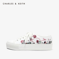 CHARLES＆KEITH2021春季CK1-71700050鼠年本命年生肖刺绣休闲系带运动鞋女 白色White 37