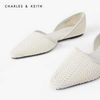 CHARLES＆KEITH2021春季CK1-70900199女士简约平跟奥赛鞋单鞋 粉白色Chalk 36