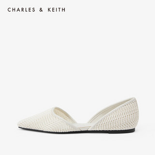 CHARLES＆KEITH2021春季CK1-70900199女士简约平跟奥赛鞋单鞋 粉白色Chalk 36