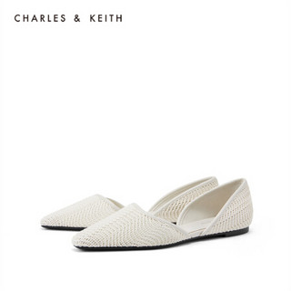 CHARLES＆KEITH2021春季CK1-70900199女士简约平跟奥赛鞋单鞋 粉白色Chalk 36