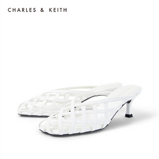 CHARLES＆KEITH2020秋冬CK1-60480014女士镂空鞋面穆勒鞋拖鞋 White白色 34