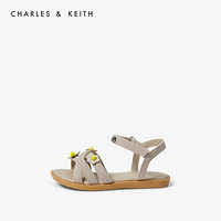 CHARLES＆KEITH2021春季CK9-71700100小蜜蜂装饰儿童平底凉鞋 Beige米色 28