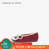 CHARLES＆KEITH2021春季CK9-71700079可爱动物图案儿童平底鞋 Red红色 25