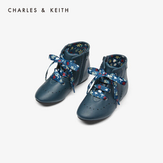 CHARLES＆KEITH新品CK9-91700009彩色鞋带儿童舒适休闲短靴 Teal蓝绿色 25