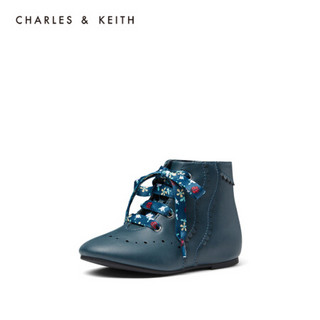 CHARLES＆KEITH新品CK9-91700009彩色鞋带儿童舒适休闲短靴 Teal蓝绿色 25