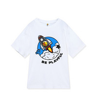 B.duck小黄鸭童装儿童短袖男童t恤夏装新款女童纯棉半袖上衣t BF2101922 白色 130cm