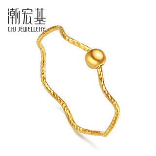 潮宏基 CHJ JEWELLERY 圆曲 黄18K金彩金戒指女款 SRK30005482 11号