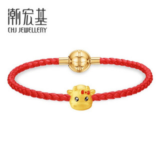 潮宏基 CHJ JEWELLERY 潮吉牛 足金黄金转运珠手链生肖牛定价 SHG30000724 女款