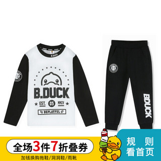 B.duck小黄鸭童装 男童套装新款3-8岁裤子卫衣两件套 BF3081903 黑色 120cm