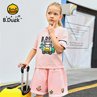 B.Duck小黄鸭童装女童短裤夏季新款儿童百搭外穿五分裤潮BF205A1902 粉色 105cm