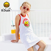 B.duck小黄鸭童装女童纯棉背心夏装儿童无袖吊带宽松打底衫 BF2005902 白色 120cm