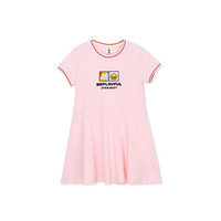 B.duck小黄鸭童装女童连衣裙夏季儿童短袖洋气公主裙中大童 浅粉 105cm