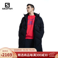 萨洛蒙（Salomon）男款 户外运动防风舒适保暖鹅绒长款羽绒服 LONG DOWN JKT 黑色 201015 S