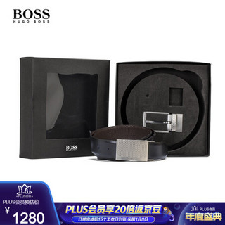 HUGO BOSS 雨果博斯皮带男2020早春款双面双扣头皮带礼盒50424653 002-黑色