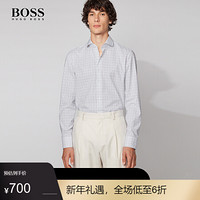 HUGO BOSS雨果博斯衬衫男2020新款易烫棉府绸格纹修身衬衫 449-湖绿色 43