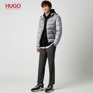 HUGO BOSS雨果博斯男士秋冬款商务休闲短款轻便保暖连帽羽绒服 034-银色 M