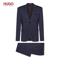 HUGO BOSS雨果博斯西服男2019秋冬经典商务正装藏青色西服套装50417377 410-藏青色 48