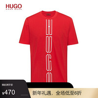 HUGO BOSS雨果博斯T恤男2020新款徽标印花中性环保面料短袖 T 恤 693-红色 M