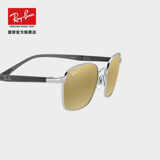 RayBan雷朋太阳镜男女款方形偏光渐变镜面开车墨镜0RB3664CH 003/6O透明灰色镜框渐层金绿色镜面镜片50尺寸 尺寸50