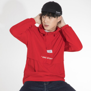 官方旗舰男装运动上衣男19年秋季上新时尚舒适潮流带帽上衣 东方红 xl