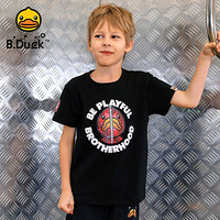B.duck小黄鸭童装男童短袖t恤夏装新款儿童舒适纯棉上衣BF2001927 黑色 105cm
