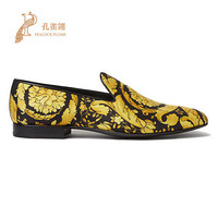 Versace/范思哲2021新款男鞋Barocco印花图案优雅休闲百搭乐福鞋 黑色 40