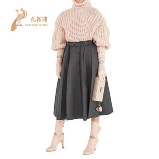 FENDI/芬迪2021新款女士时尚经典宽衣袖高翻领羊毛针织衫套头衫 粉红色 34