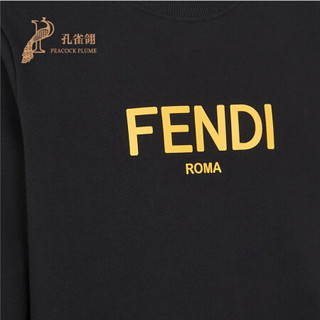 FENDI/芬迪2021新款男士时尚经典针织圆领长袖黑色棉质运动衫 黑色 XS