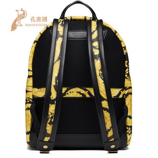 Versace/范思哲2021新款男包巴洛克式印花图案双拉链开合双肩包 金色