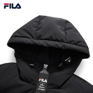 FILA x MIHARA 斐乐羽绒服女2020冬季新款LOGO连帽羽绒短款外套女 正黑色-BK 165/84A/M