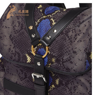 Versace/范思哲2021新款男包束带蟒蛇纹印花时尚潮流百搭双肩包 黑色