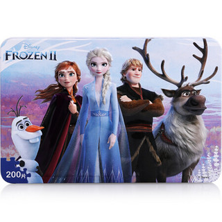 迪士尼(Disney)冰雪奇缘2电影版200片铁盒木质拼图玩具 公主儿童拼图雪宝女孩礼物(古部拼图)11DF4001