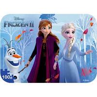 迪士尼(Disney)冰雪奇缘2电影版100片铁盒木质拼图玩具 公主儿童拼图雪宝女孩礼物(古部拼图)11DF3953