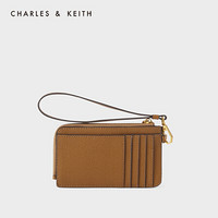 CHARLES＆KEITH2021春季新品CK6-50770461女士时尚压纹零钱包卡包 Camel驼色 XXS