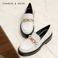 CHARLES＆KEITH2021春季CK1-70380824女士金属扣饰厚底乐福鞋 White白色 37