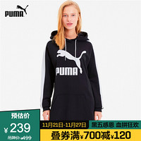 PUMA彪马官方 新款女子连帽卫衣连衣裙 CLASSICS T7 597327 黑色 01 M