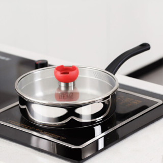 小米有品一悟一什不锈钢煎锅炒锅健康无涂层平底锅轻松沥水厨房锅具24