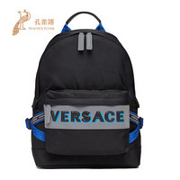 Versace/范思哲2021新款男包徽标Olimpo图形休闲百搭双拉链双肩包 黑色