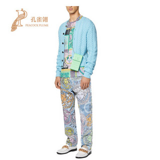 Versace/范思哲2021新款男士MEDUSA美杜莎图案时尚潮流休闲牛仔裤 蓝色 30