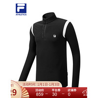 FILA ATHLETICS 斐乐 男装系列官方男子长袖T恤2020冬季新款高尔夫运动上衣商场同款 深黑-BK 175/96A/L