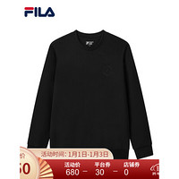 FILA 斐乐官方 男子套头卫衣 2021春季新款休闲时尚简约卫衣男 正黑色-BK 175/96A/L