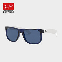 RayBan雷朋2020新品太阳镜时尚方形款舒适男款潮流墨镜0RB4165F 651180 橡胶透明蓝镜框深蓝色镜片 尺寸58