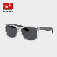 RayBan雷朋2020新品太阳镜时尚方形款舒适男款潮流墨镜0RB4165F 651287 透明橡胶镜框深灰色镜片 尺寸58