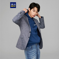HLA海澜之家翻盖口袋休闲西服2021春季简约大方单西外套男HWXAD1D026A宝蓝花纹(26)175/96B(48B)