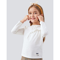 安奈儿童装女童秋冬装T恤圆领长袖2020年新款洋气女孩上衣时髦打底衫外穿 米白 160cm