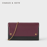CHARLES＆KEITH2021春季CK6-10770444女士拼色翻盖单肩包钱包 Black黑色 XS