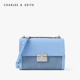 CHARLES＆KEITH2021春季CK2-70781202-3女士链条翻盖单肩包 Denim Blue牛仔蓝色 S